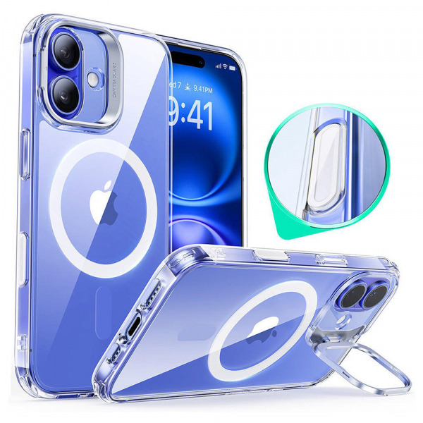 Husa MagSafe pentru Apple iPhone 16 Plus, ESR, Classic Hybrid Kickstand Slide, Transparenta