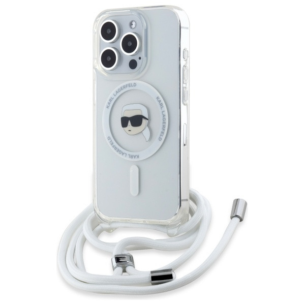 Husa MagSafe pentru Apple iPhone 16 Pro Max, Karl Lagerfeld, IML Crossbody Karl's Head, Transparenta