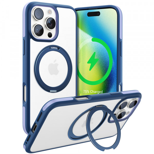 Husa MagSafe pentru Apple iPhone 16 Pro Max, Torras, Ostand R Fusion, Bleumarin