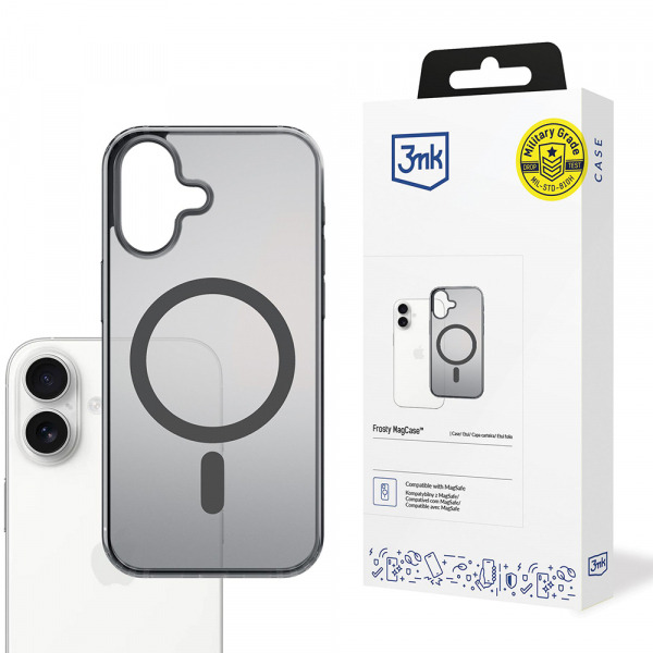 Husa MagSafe pentru Apple iPhone 17, 3MK, Frosty MagCase, Neagra
