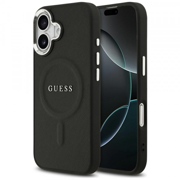 Husa MagSafe pentru Apple iPhone 17, Guess, Classic Logo, Neagra