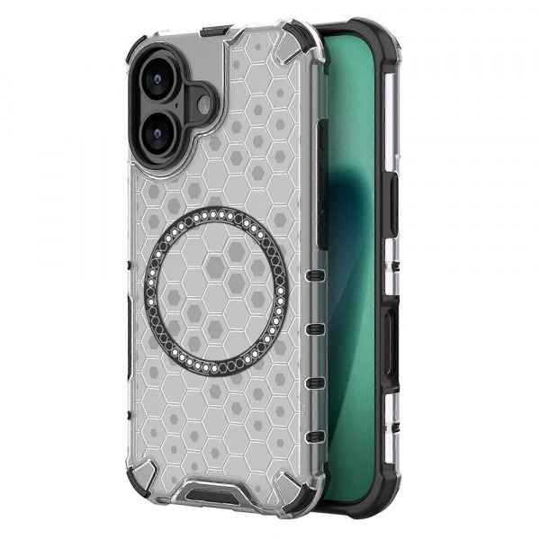 Husa MagSafe pentru Apple iPhone 17, Techsuit, HoneyComb Shield, Alba