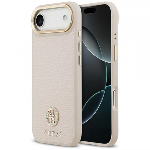 Husa MagSafe pentru Apple iPhone 17 Air, Guess, Grained Strass Logo, Roz