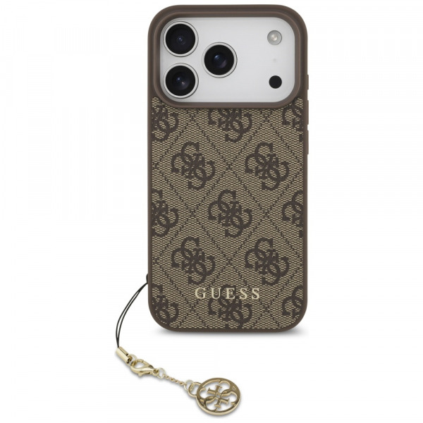 Husa MagSafe pentru Apple iPhone 18 Pro / 17 Pro, Guess, 4G Charm Cradle, Maro