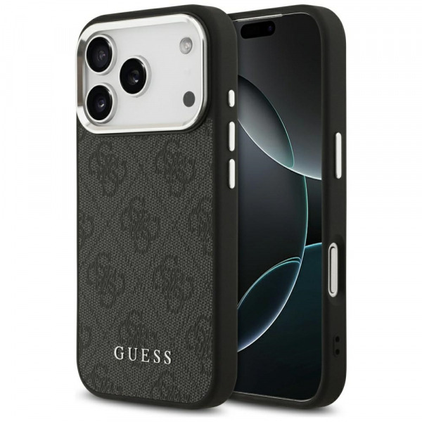 Husa MagSafe pentru Apple iPhone 18 Pro / 17 Pro, Guess, 4G Classic Logo, Neagra