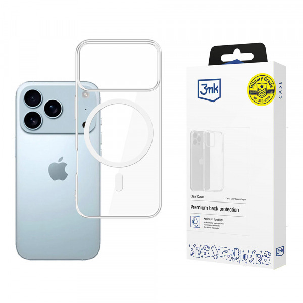 Husa MagSafe pentru Apple iPhone 18 Pro / 17 Pro, 3MK, Clear MagCase, Transparenta