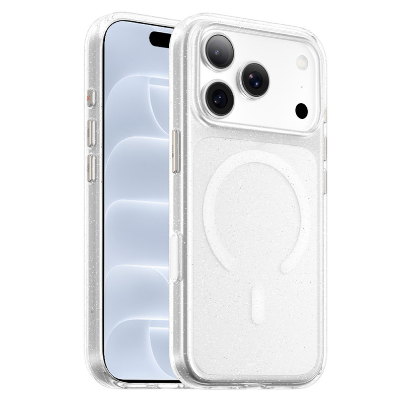 Husa MagSafe pentru Apple iPhone 18 Pro / 17 Pro, Blueo, Crystal Pro Anti-Drop Glitter, Transparenta