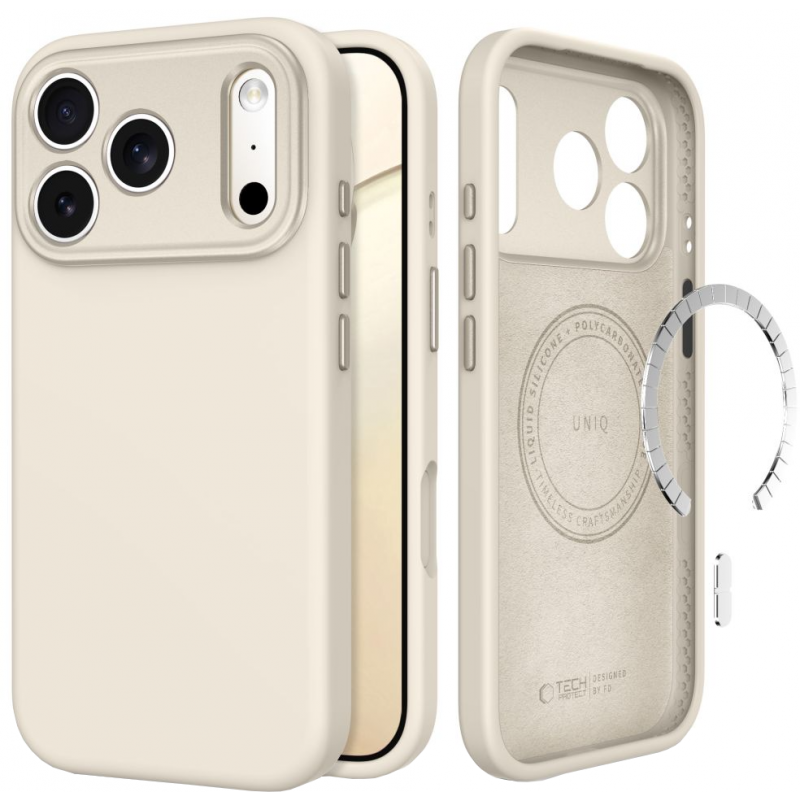 Husa MagSafe pentru Apple iPhone 18 Pro / 17 Pro, Tech-Protect, Uniq CC, Bej