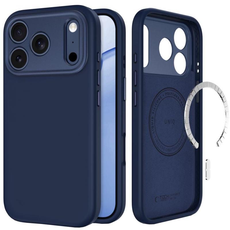 Husa MagSafe pentru Apple iPhone 18 Pro / 17 Pro, Tech-Protect, Uniq CC, Bleumarin