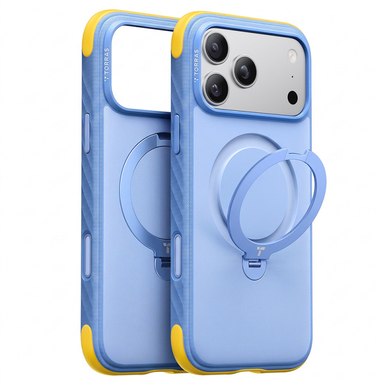 Husa MagSafe pentru Apple iPhone 18 Pro Max / 17 Pro Max, Torras, Ostand Q3 Rugged, Bleu