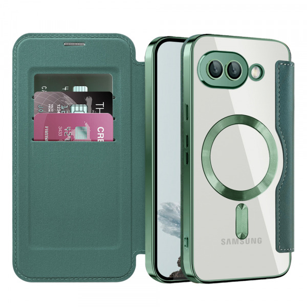 Husa MagSafe pentru Google Pixel 9a, Techsuit, SmartMag Book, Verde