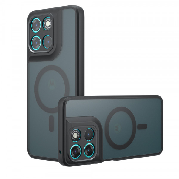 Husa MagSafe pentru Motorola Moto G77 / G67, Techsuit, PureFrost, Neagra Satinata