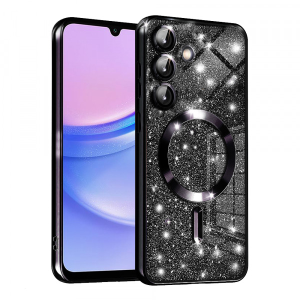 Husa MagSafe pentru Samsung Galaxy A15 5G A156 / A15 A155, Techsuit, Luxury Glitter, Neagra