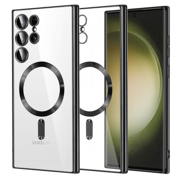 Husa MagSafe pentru Samsung Galaxy S23 Ultra S918, Techsuit, Luxury Crystal, Neagra