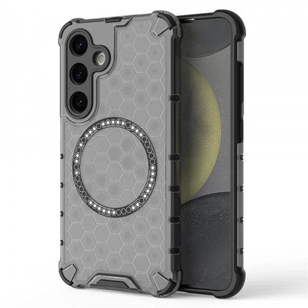 Husa MagSafe pentru Samsung Galaxy S24 S921, Techsuit, HoneyComb Shield, Neagra