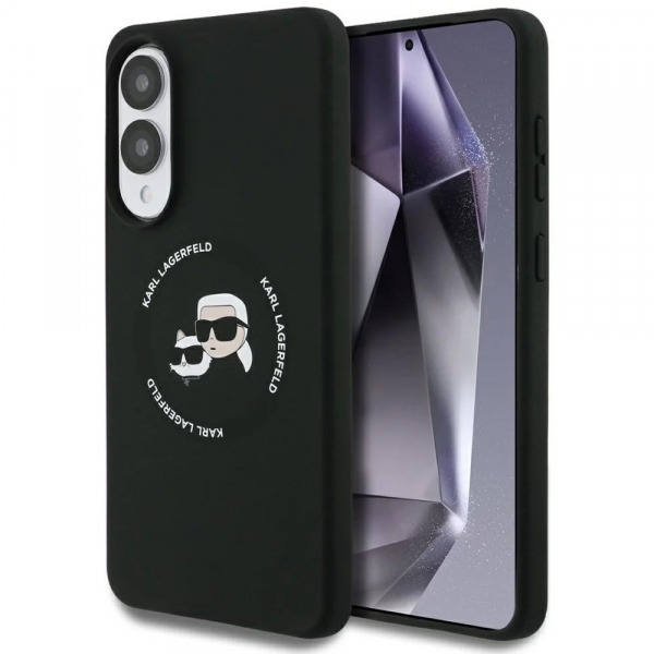 Husa MagSafe pentru Samsung Galaxy S25 Edge S937, Karl Lagerfeld, Silicone Double Heads, Neagra