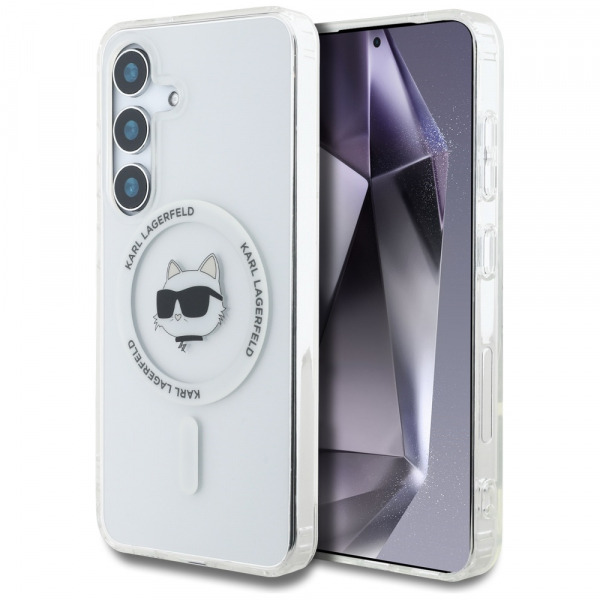 Husa MagSafe pentru Samsung Galaxy S25 S931, Karl Lagerfeld, IML Choupette's Head, Alba