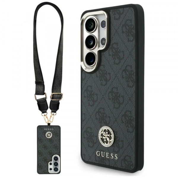 Husa MagSafe pentru Samsung Galaxy S26 Ultra S948, GUESS, 4G Big Rhinestone Triangle Strap, Neagra