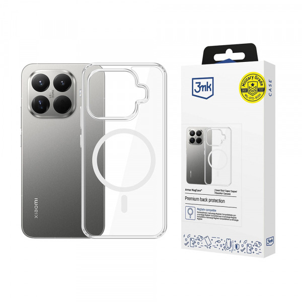 Husa MagSafe pentru Xiaomi 15T Pro, 3MK, Armor MagCase, Transparenta
