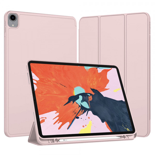 Husa pentru Apple iPad Pro 12.9 (2022) / Pro 12.9 (2021) / Pro 12.9 (2020) / Pro 12.9 (2018), Techsuit, Flex Trifold, Roz