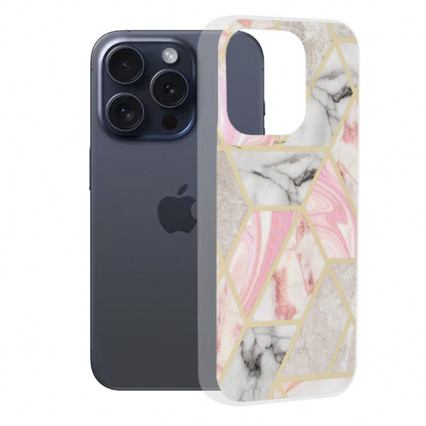 Husa pentru Apple iPhone 15 Pro, Techsuit, Marble, Roz
