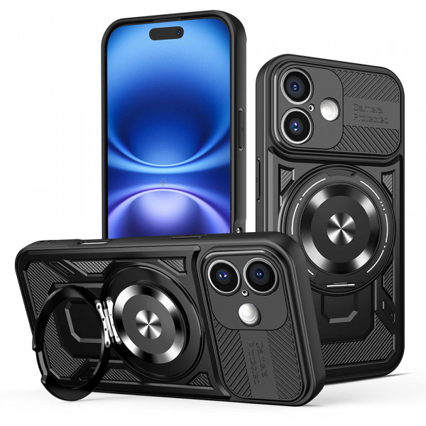 Husa pentru Apple iPhone 16, Techsuit, RuggedCam, Neagra