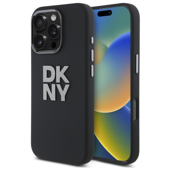 Husa pentru Apple iPhone 16 Pro Max, DKNY, Liquid Silicone Metal Logo, Neagra