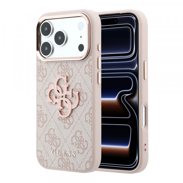 Husa pentru Apple iPhone 18 Pro / 17 Pro, Guess, 4G Big Resin Logo, Roz