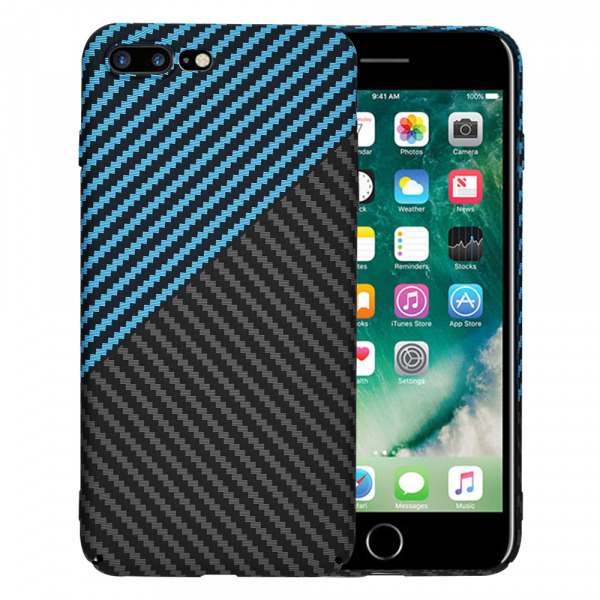 Husa pentru Apple iPhone 8 Plus / 7 Plus, Techsuit, Carbonite FiberShell, Neagra Bleu