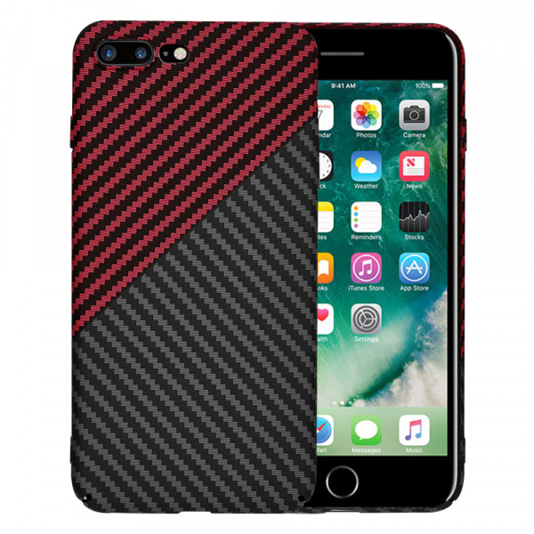 Husa pentru Apple iPhone 8 Plus / 7 Plus, Techsuit, Carbonite FiberShell, Neagra Rosie