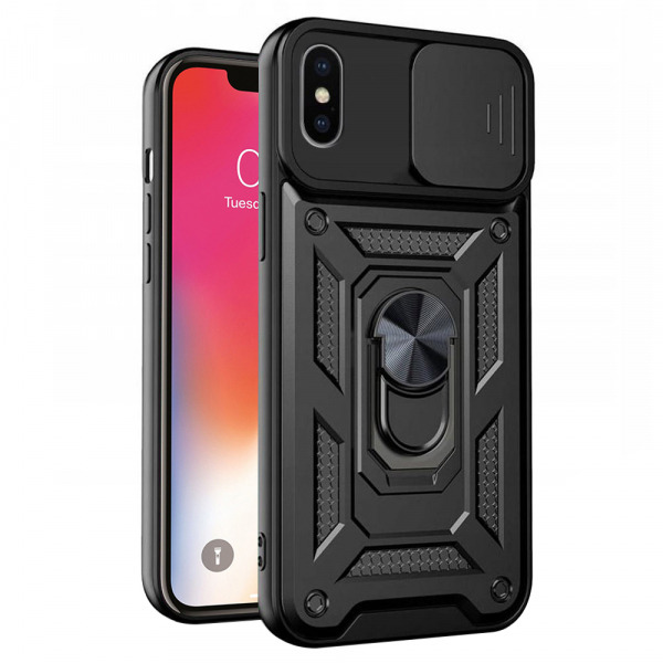 Husa pentru Apple iPhone XS / X, Techsuit, CamShield, Neagra
