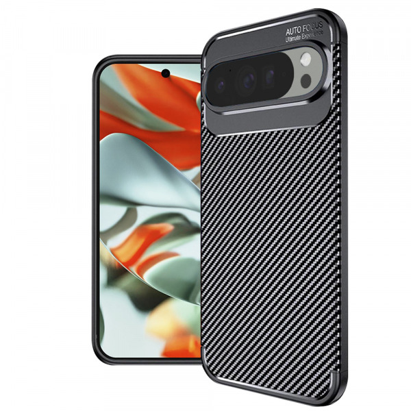 Husa pentru Google Pixel 9 Pro XL, Techsuit, CarbonFiber, Neagra