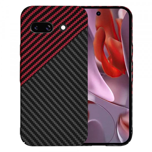 Husa pentru Google Pixel 9a, Techsuit, Carbonite FiberShell, Neagra Rosie