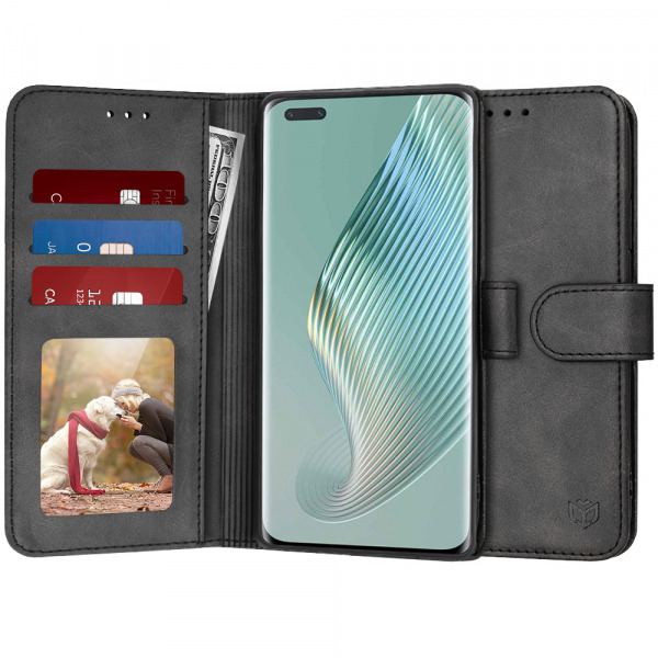 Husa pentru Honor Magic5 Pro, Techsuit, Diary Book, Neagra