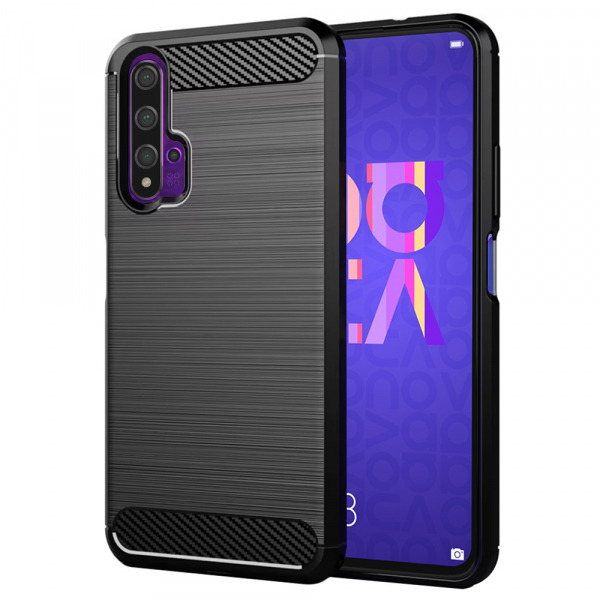 Husa pentru Huawei nova 5T / Honor 20, Techsuit, Carbon, Neagra