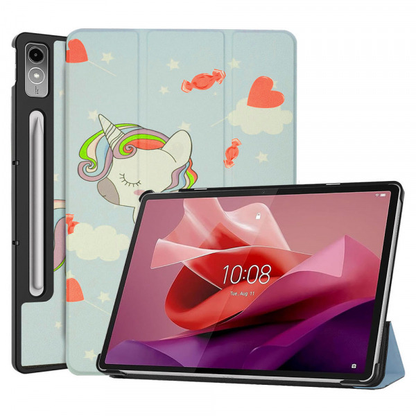 Husa pentru Lenovo Tab P12, Techsuit, FoldPro Unicorn, Multicolor