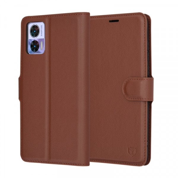 Husa pentru Motorola Edge 30 Neo, Techsuit, Leather Folio, Maro