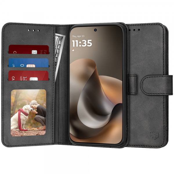 Husa pentru Motorola Moto G77 / G67, Techsuit, Diary Book, Neagra