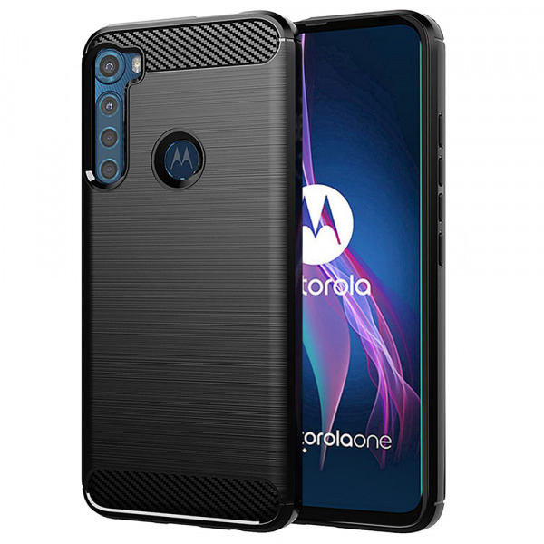 Husa pentru Motorola One Fusion+, Techsuit, Carbon, Neagra