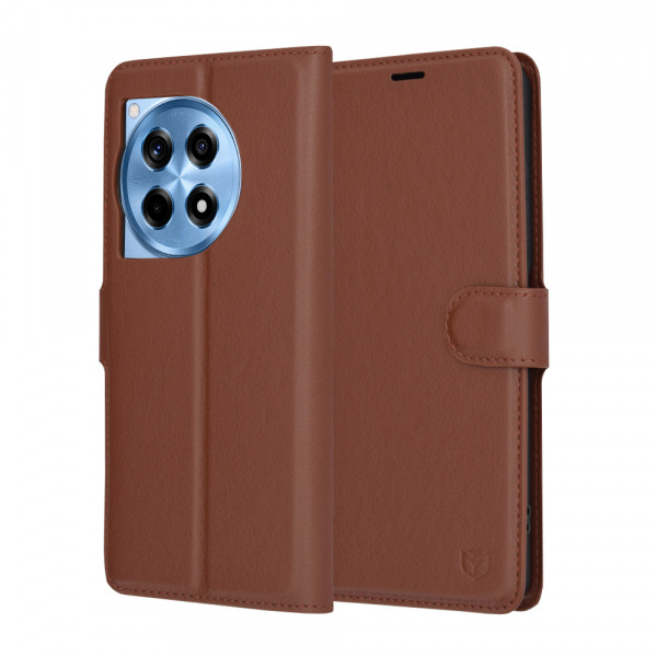 Husa pentru OnePlus 12R, Techsuit, Leather Folio, Maro