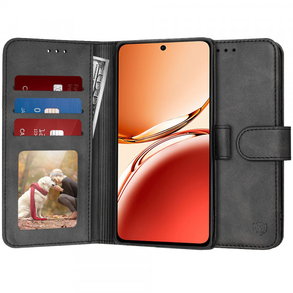 Husa pentru Oppo Reno12 FS 5G / Reno12 FS 4G / Reno12 F 4G / Reno12 F, Techsuit, Diary Book, Neagra