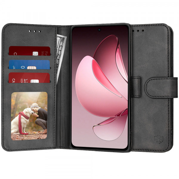 Husa pentru Oppo Reno13 FS 5G / Reno13 F 4G / Reno13 F, Techsuit, Diary Book, Neagra