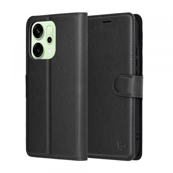 Husa pentru Oppo Reno14, Techsuit, Leather Folio, Neagra