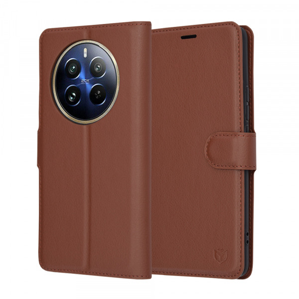 Husa pentru Realme 12 Pro / 12 Pro+, Techsuit, Leather Folio, Maro