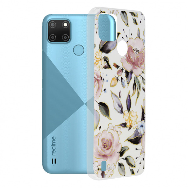 Husa pentru Realme C21Y / C25Y, Techsuit, Marble, Alba
