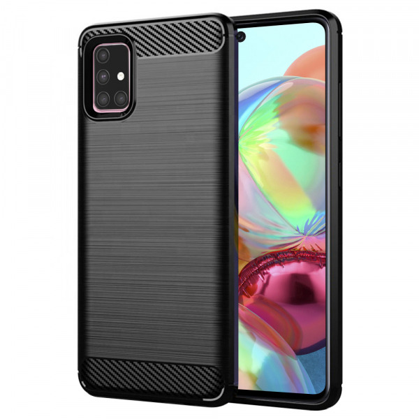 Husa pentru Samsung Galaxy A71 A715, Techsuit, Carbon, Neagra