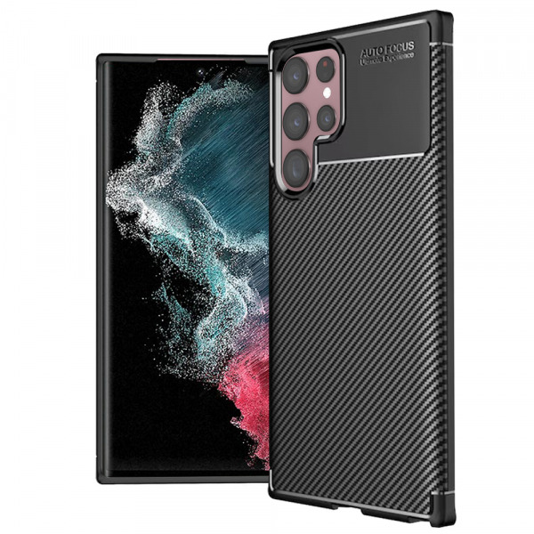 Husa pentru Samsung Galaxy S22 Ultra 5G S908, Techsuit, CarbonFiber, Neagra