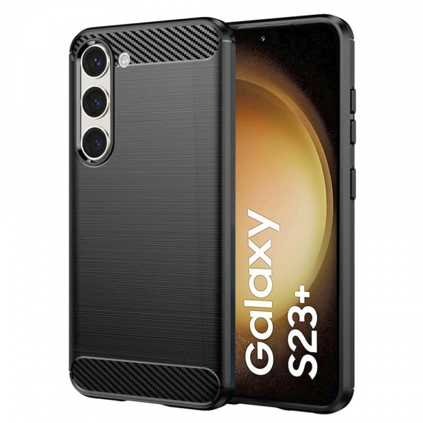 Husa pentru Samsung Galaxy S23+ S916, Techsuit, Carbon, Neagra