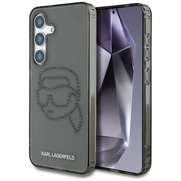Husa pentru Samsung Galaxy S25 S931, Karl Lagerfeld, IML Rhinestones Karl's Head, Neagra