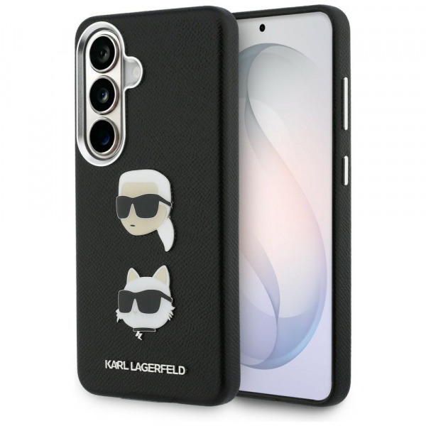 Husa pentru Samsung Galaxy S26 Plus S947, Karl Lagerfeld, Saffiano Karl & Choupette's Head Pin, Neagra